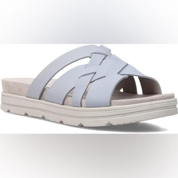 EASY SPIRIT | Traciee2 Light Blue Platform Slip On Wide Sandals | Womens Size 7 - Picture 1 of 8